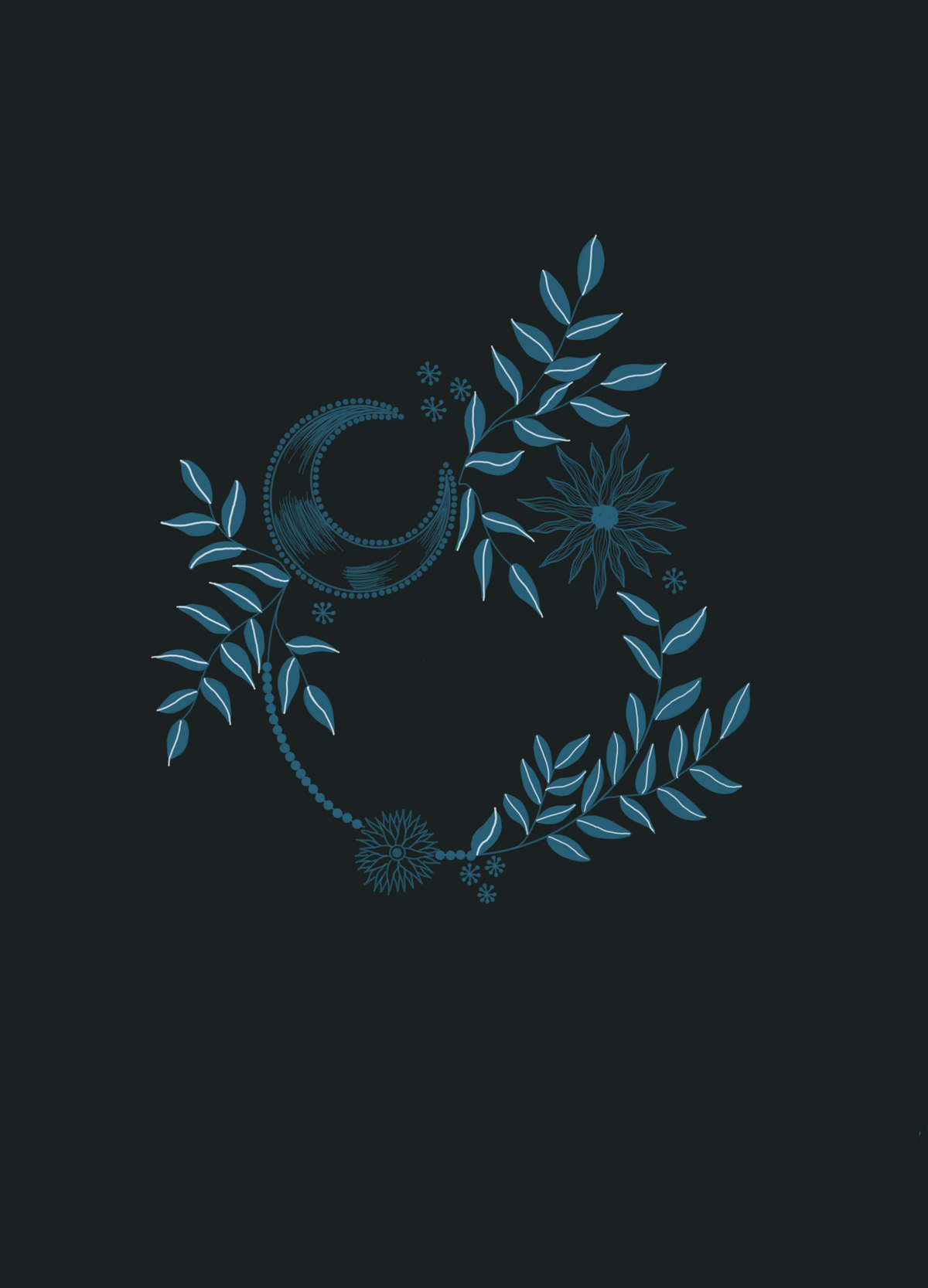 Botanical Moon, a moon & stars greeting card by Boka in design