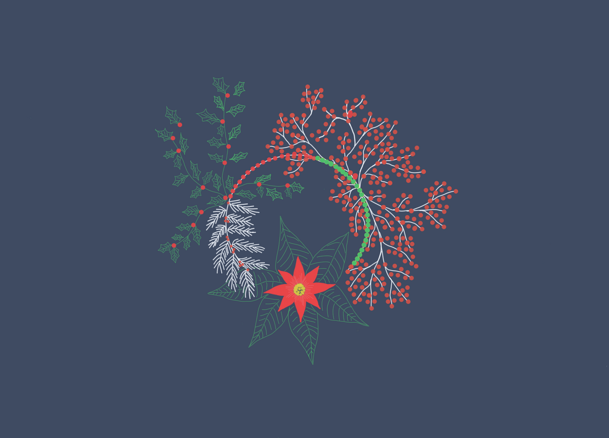 Festive Botanical 1, a new season greeting card by Boka in design
