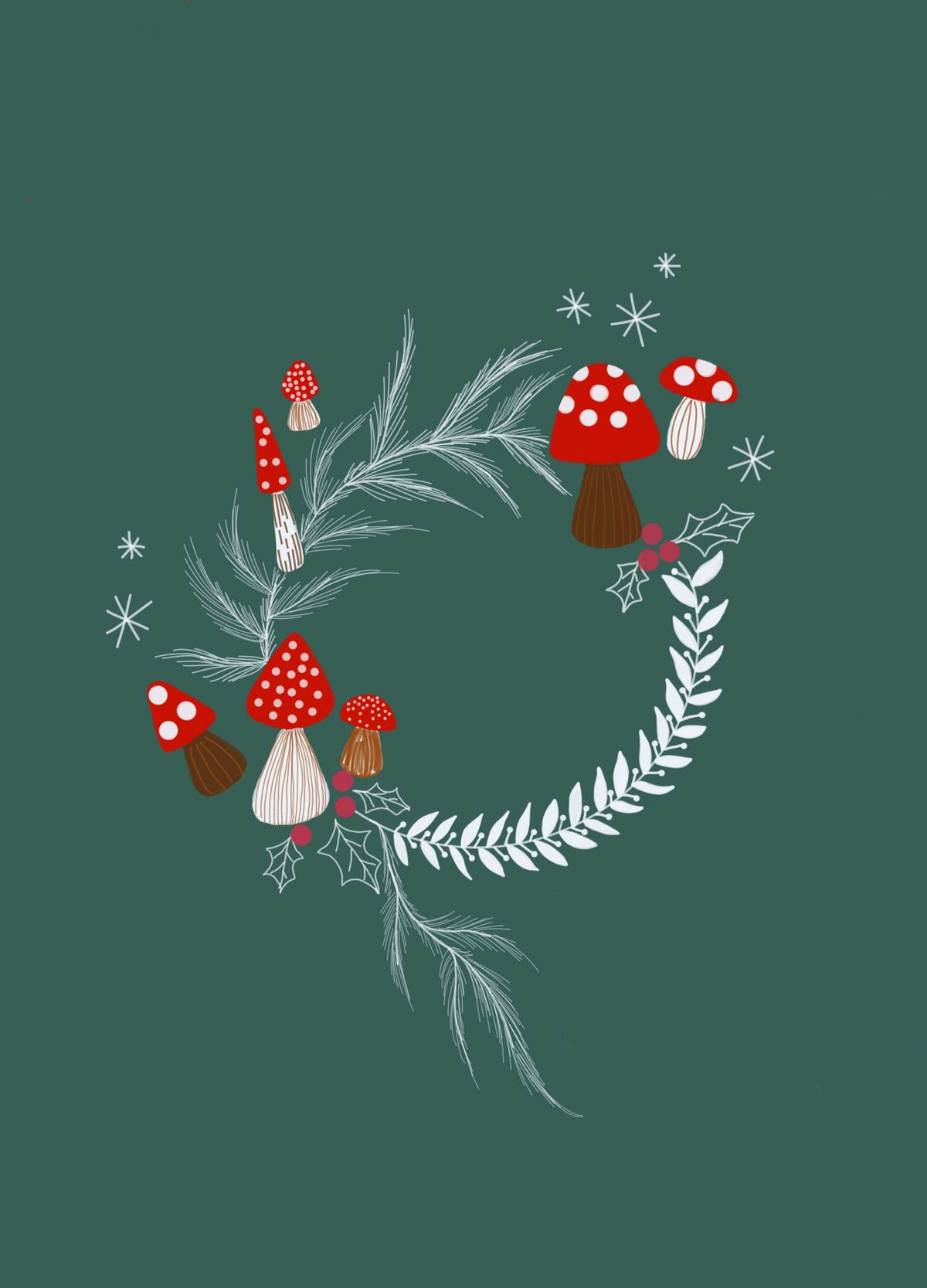 Festive Mushroom, a new season greeting card by Boka in design