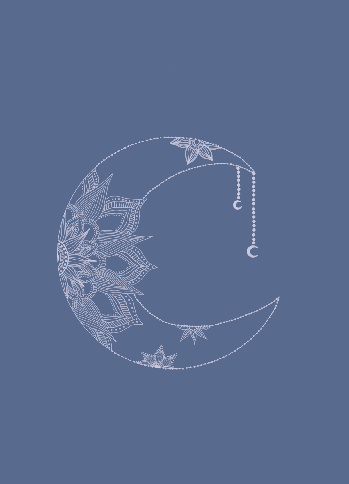 Mandala Moon 1, a moon & stars greeting card by Boka in design