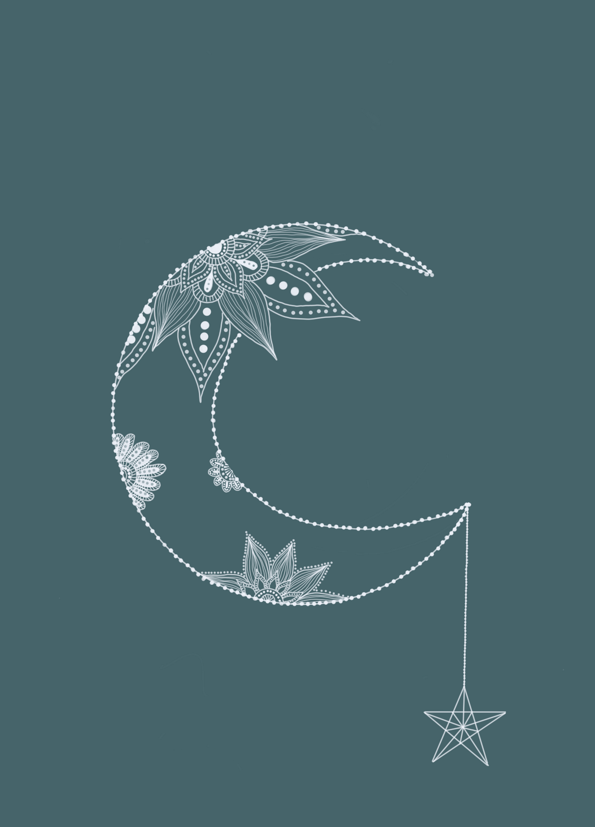 Mandala Moon 2, a moon & stars greeting card by Boka in design