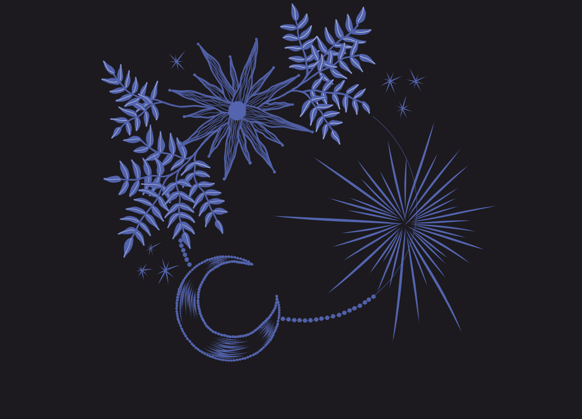 Moon Burst, a moon & stars greeting card by Boka in design